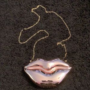 Nasty Gal Metallic Pink Lip Clutch